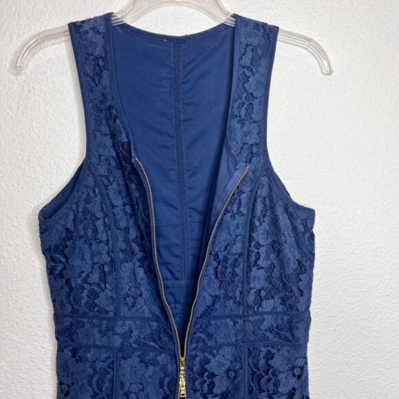 Donna Morgan Stunning Silk Lace Zip Navy Mini Shift Dress Sz 6 - Picture 7 of 15